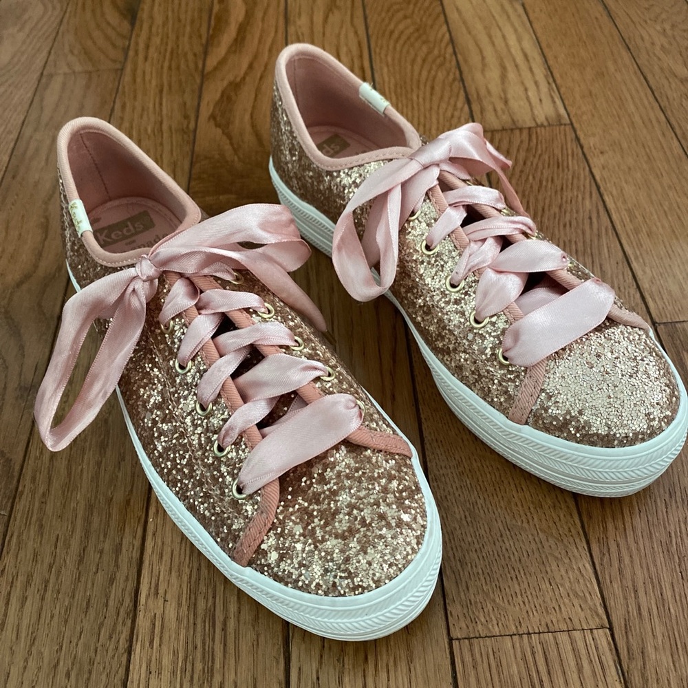 Keds X Kate Spade NY Glitter Rose Gold Sneaker/Size 6